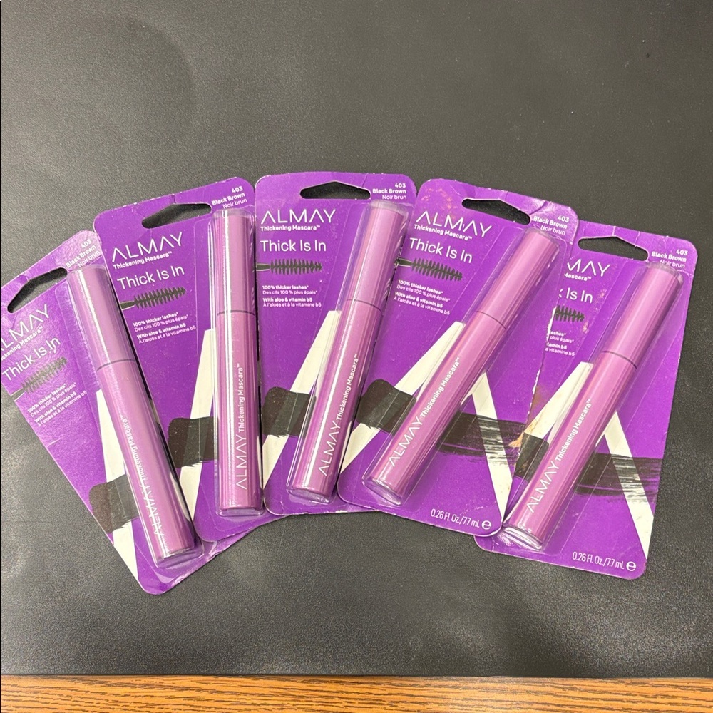 Almay Thick is In Mascara Black Brown Lot of (5) .26fl oz tubes new in packaging